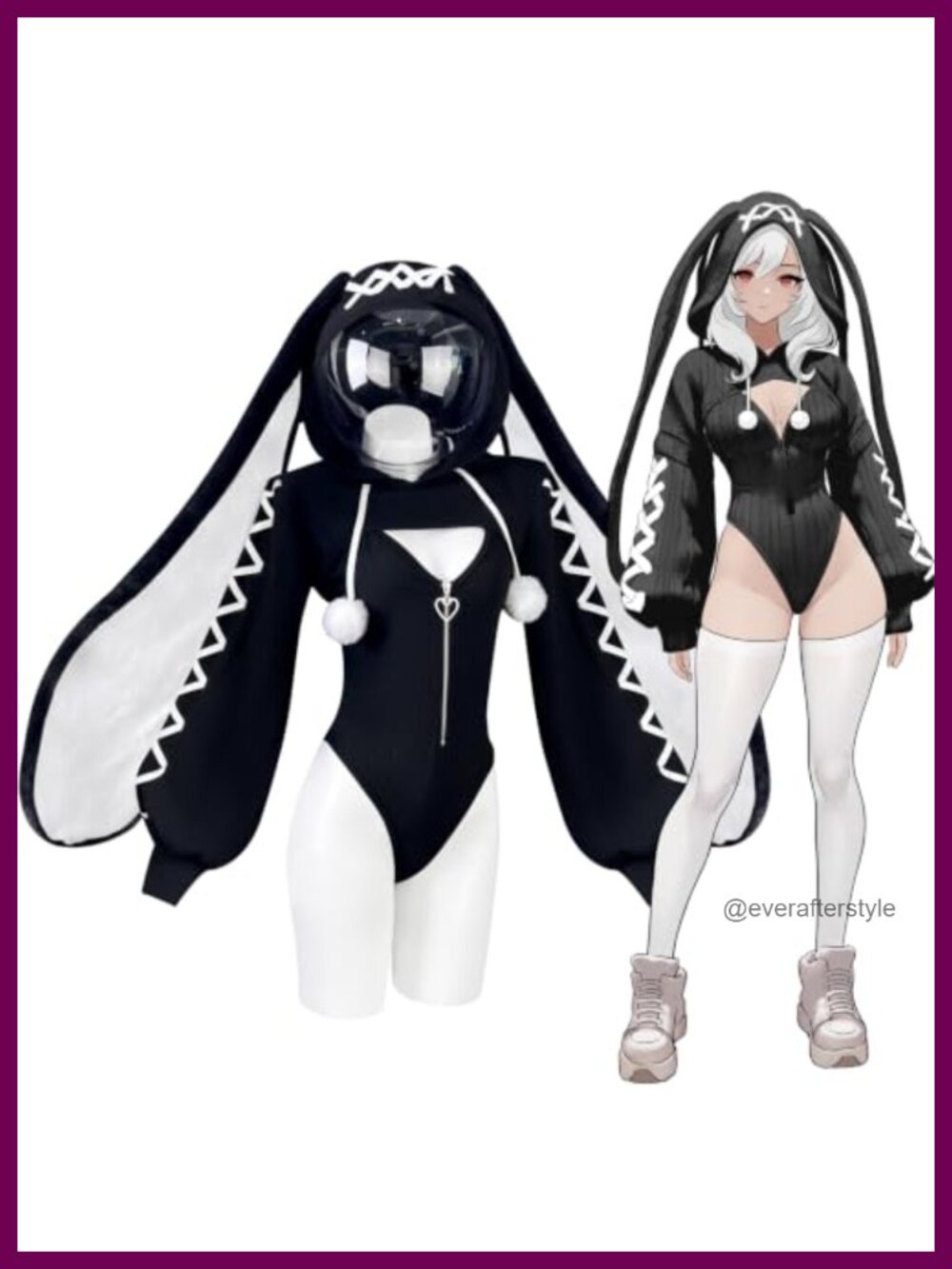 KORURACLUB Bunny Bodysuit Maid Outfit Cosplay Set Polyamide